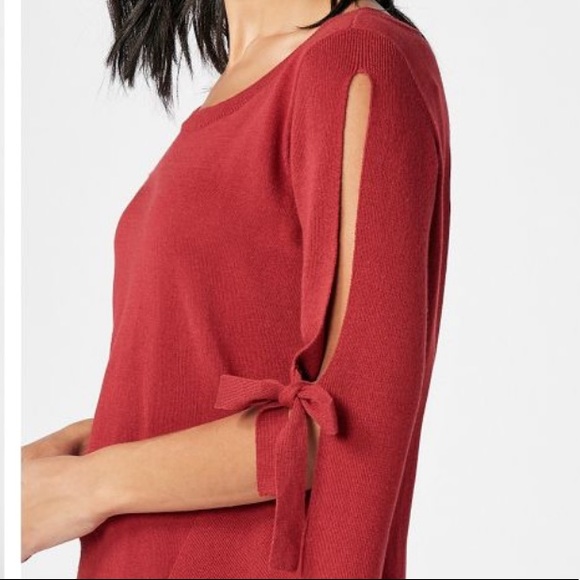 NWT Red Knit Boatneck Sweater w/Open Slit Sleeves - Picture 4 of 8